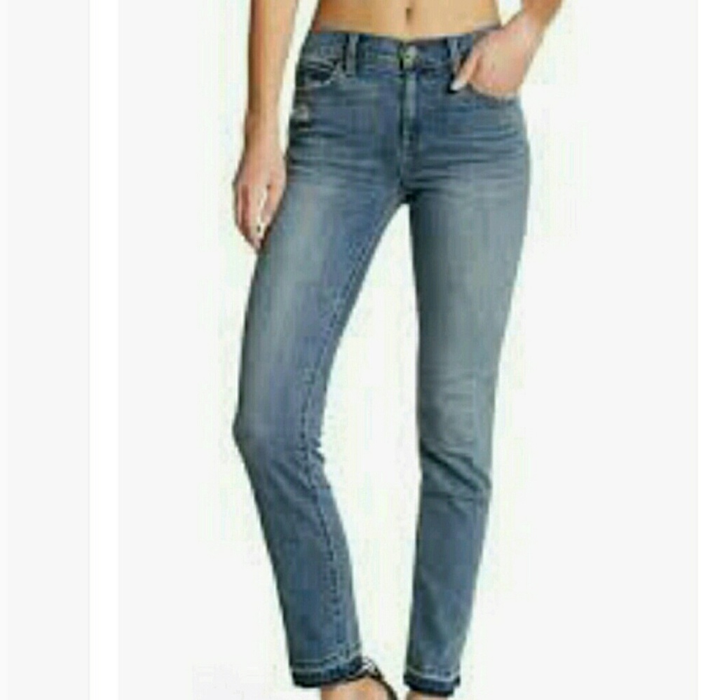 Level 99 Distressed Denim Allie Straight Jeans 28
